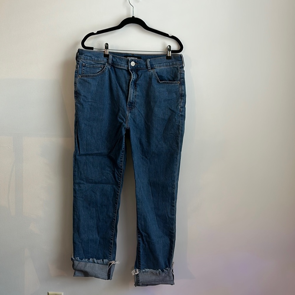 Express Super High Waisted Slim Leg Jeans - size 14